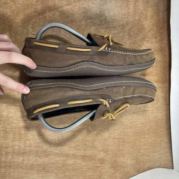 LL Bean Leather Slippers Mens Size 9 Brown Lined Moccasin main image 9